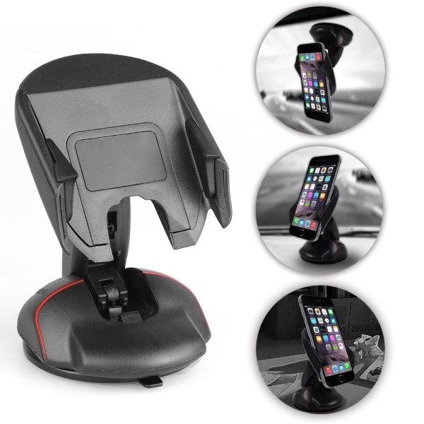360° Rotatable Car Mobile Holder for Dashboard, Universal Phone Mount Stand for Car, Strong Suction Grip (Black)