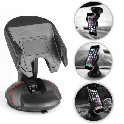 360° Rotatable Car Mobile Holder for Dashboard, Universal Phone Mount Stand for Car, Strong Suction Grip (Black)