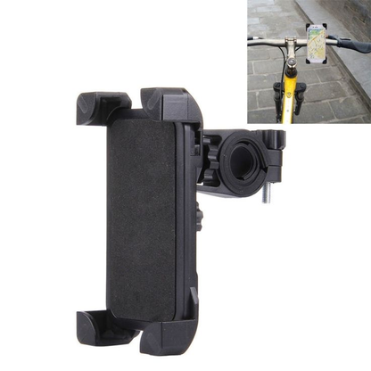 360° Rotatable Bike Mobile Holder for Handlebar, Universal Phone Mount for Bicycle, Scooter & Motorcycle (Black)